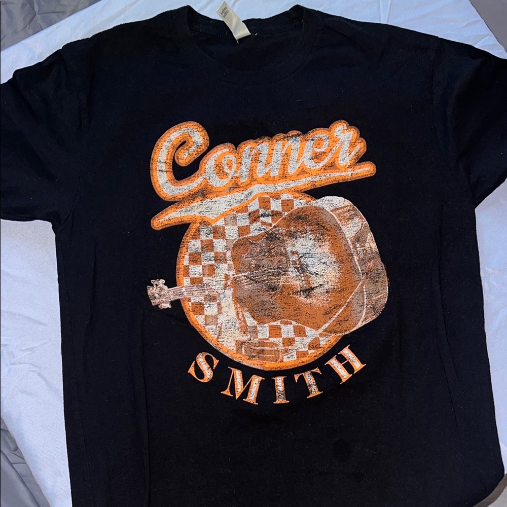Conner Smith country music Black T-Shirt with guitar Orange Graphic